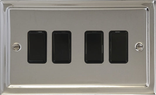Victorian Polished Nickel 4 Gang 2 Way Switch