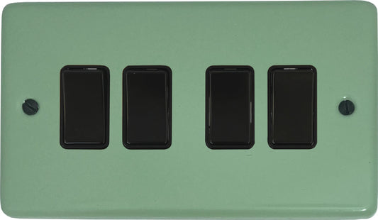 Classic Sage Green 4 Gang Switch (Black Switch)