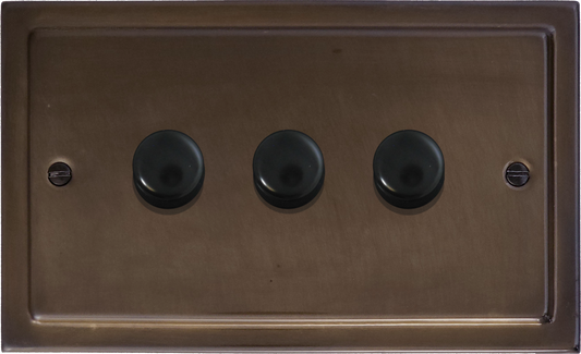 Victorian Medium Bronze 3 Gang LED Dimmer