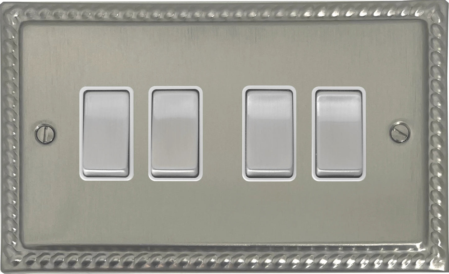 Georgian Satin Nickel 4 Gang Switch