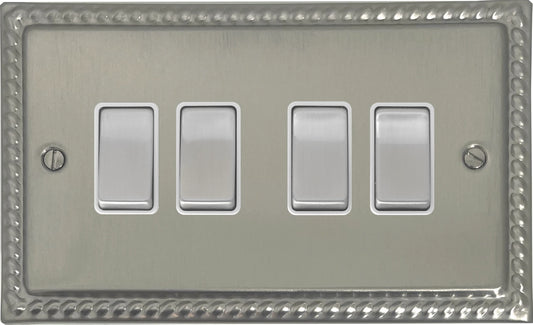 Georgian Satin Nickel 4 Gang Switch