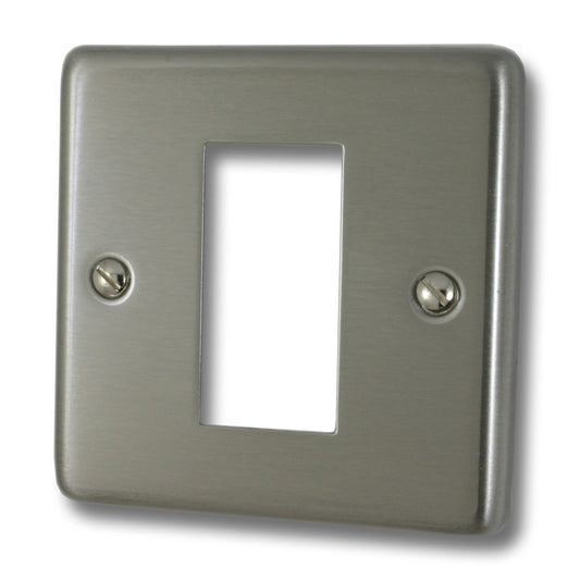 Contour Brushed Steel 1 Gang 1 Mod Plate & Frame