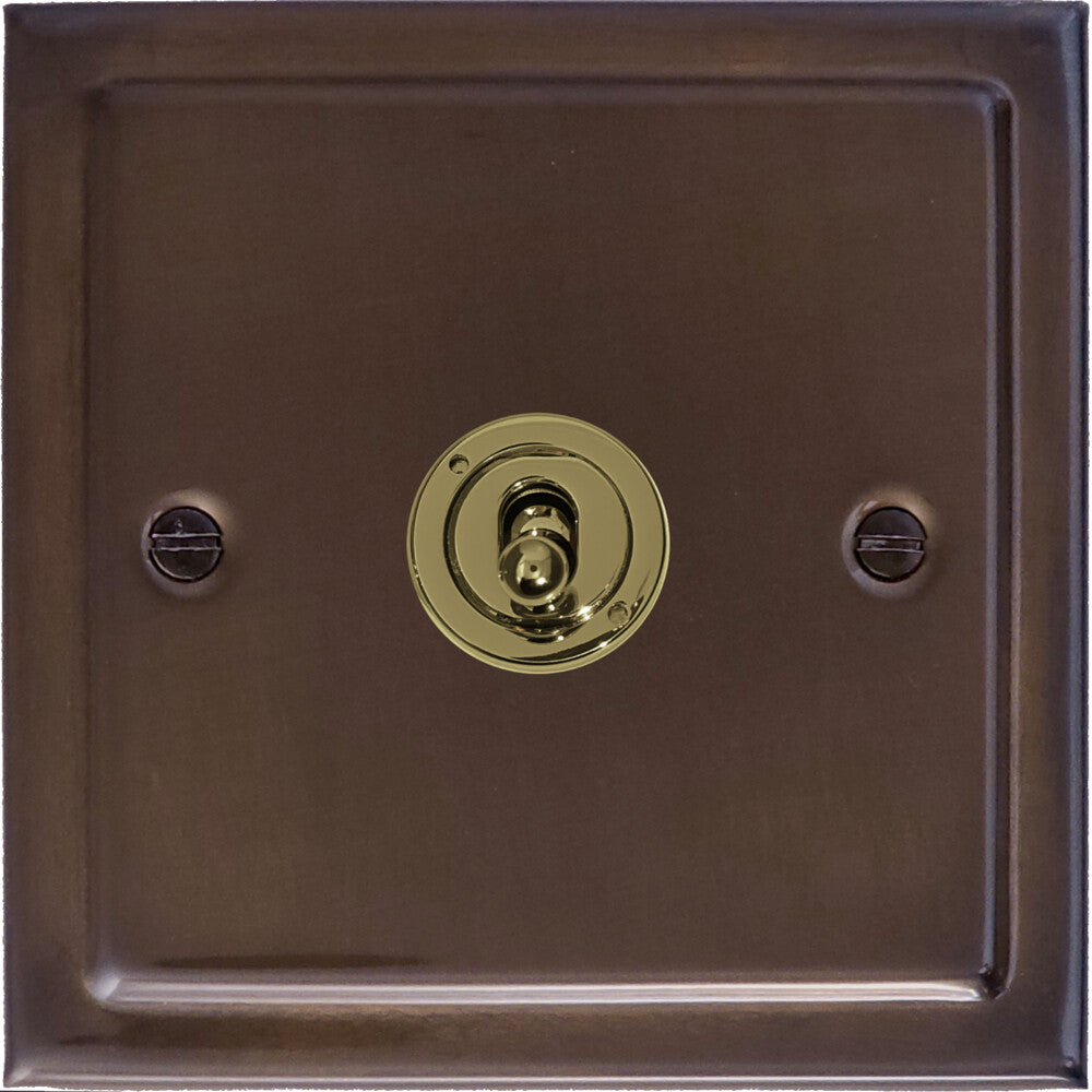 Victorian Medium Bronze 1 Gang Toggle Switch (Brass Toggle)