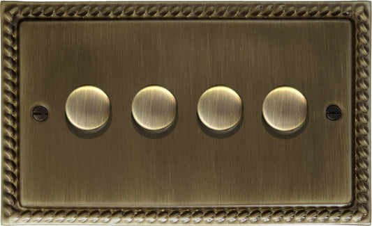 Georgian Antique Brass 4 Gang LED Dimmer