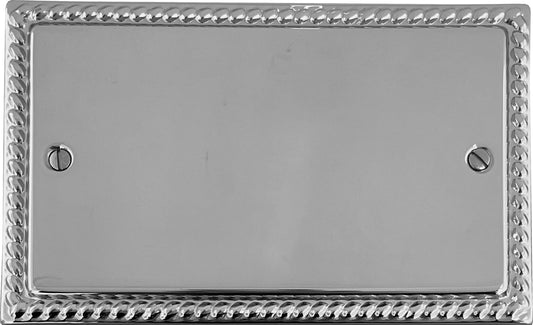 Georgian Polished Chrome 2 Gang Blank Plate