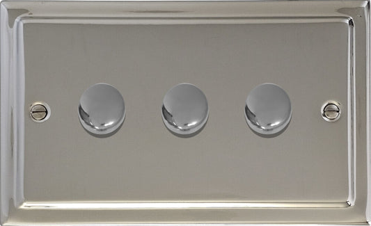 Victorian Polished Nickel 3 Gang 120W LED Dimmer