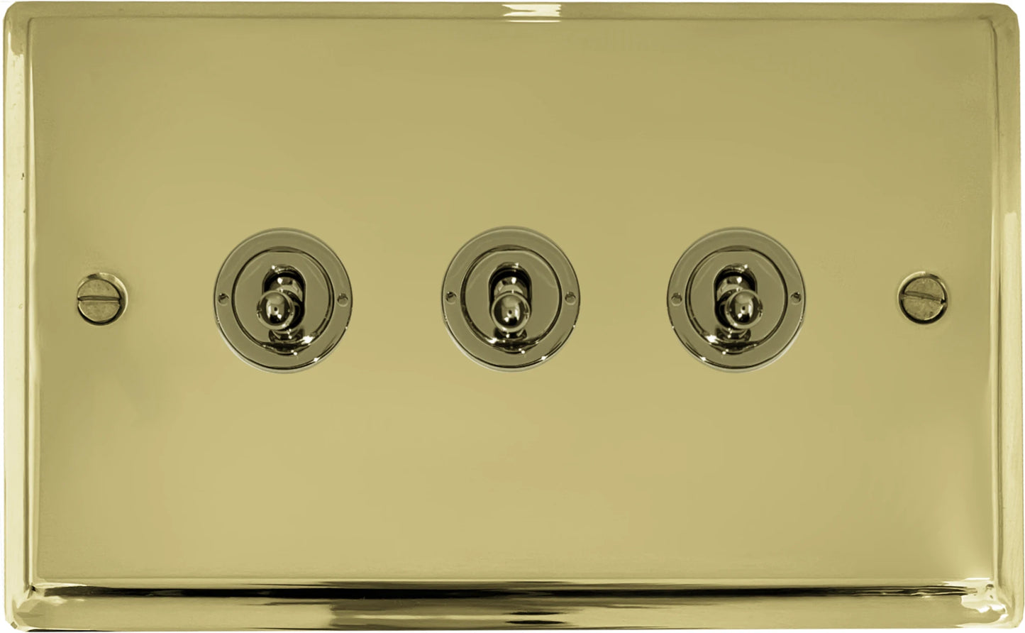 Deco Polished Brass 3 Gang 2 Way Toggle