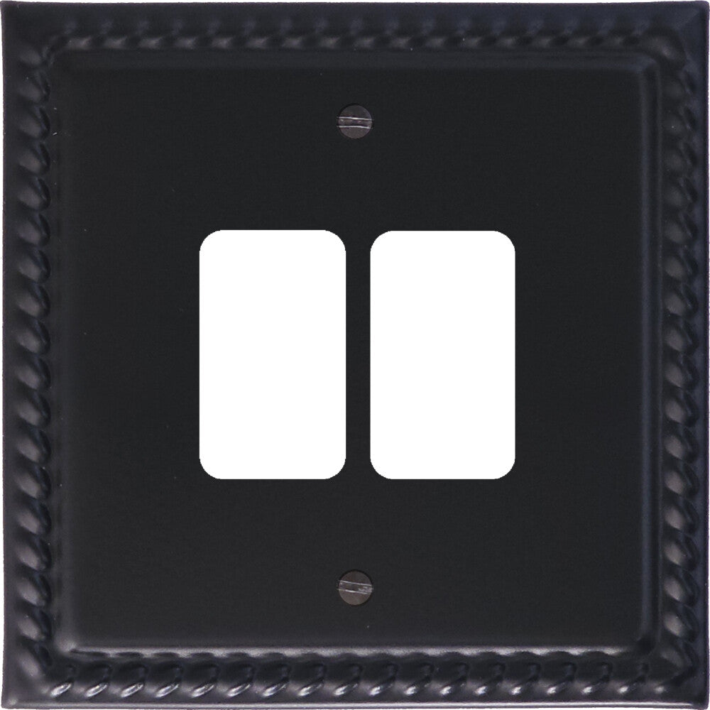 Georgian Flat Black 2 Gang Grid Plate