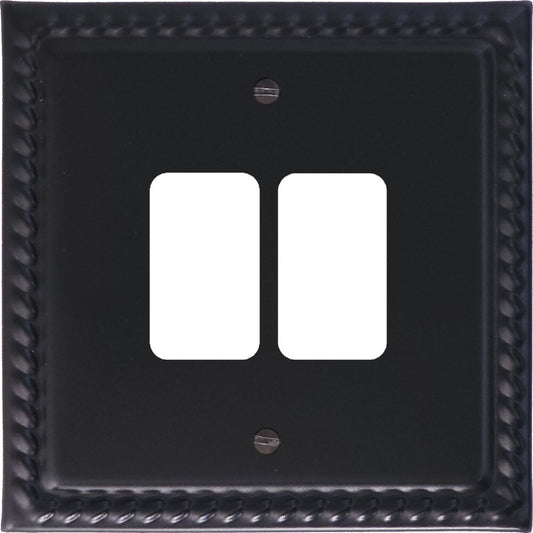 Georgian Flat Black 2 Gang Grid Plate