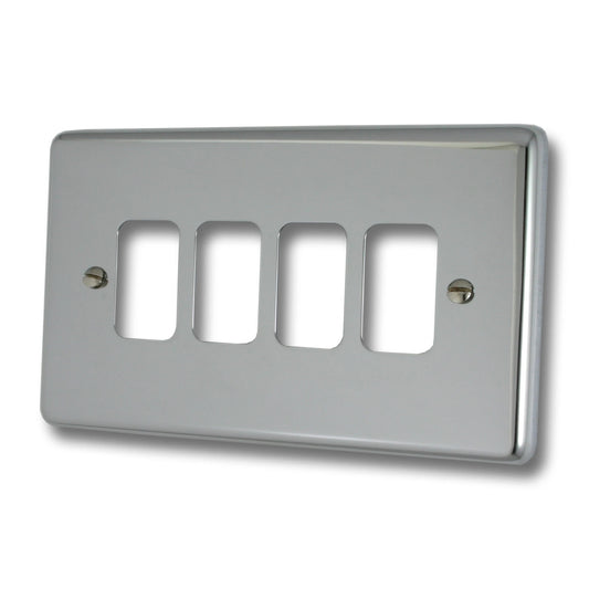 Contour Polished Chrome 4 Gang Grid Plate