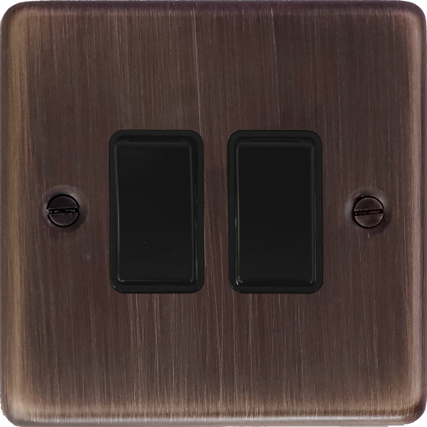 Contour Antique Copper 2 Gang Switch (Black Switch)