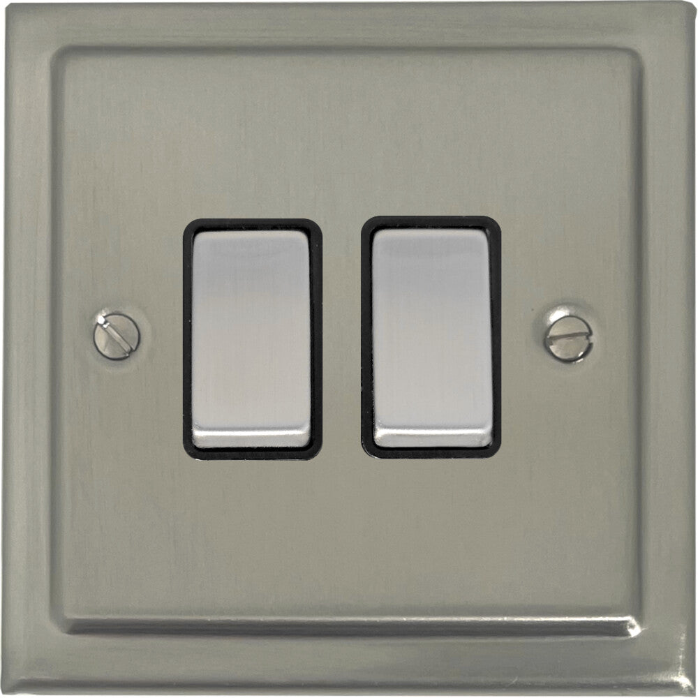 Victorian Satin Nickel 2 Gang Switch