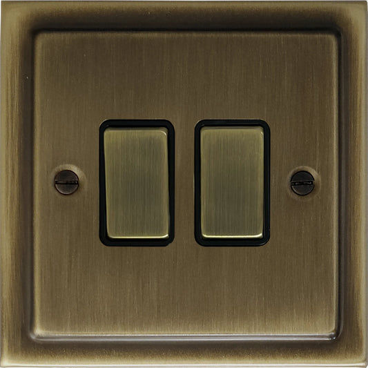 Victorian Antique Brass 2 Gang Switch (Brass Switches)