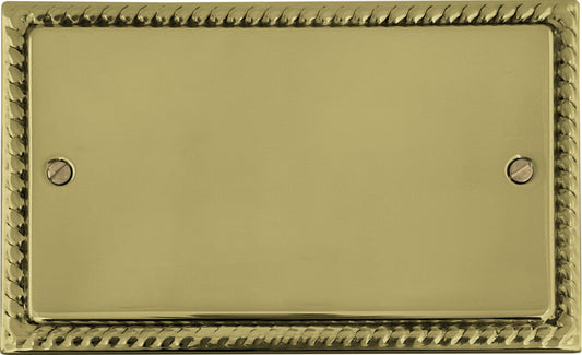 Georgian Polished Brass 2 Gang Blank