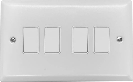 Spectrum Flat White 4 Gang 2 Way Switch