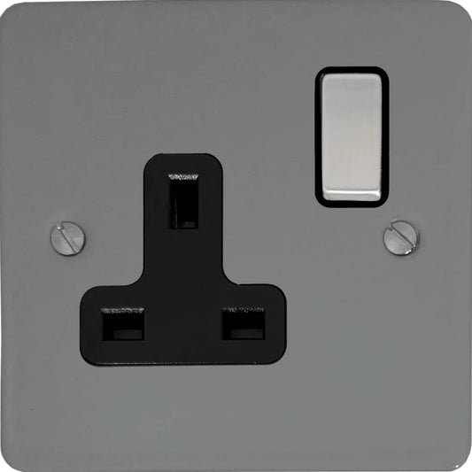 Flat Light Grey 1 Gang Switched Socket