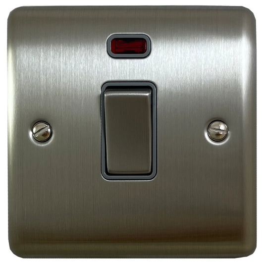 Basics Brushed Steel 20 Amp DP Switch