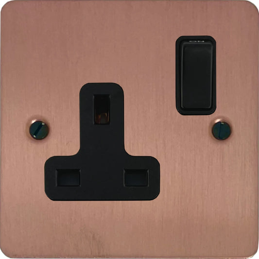 Flat Rose Gold 1 Gang Socket - Flat range electrical socket