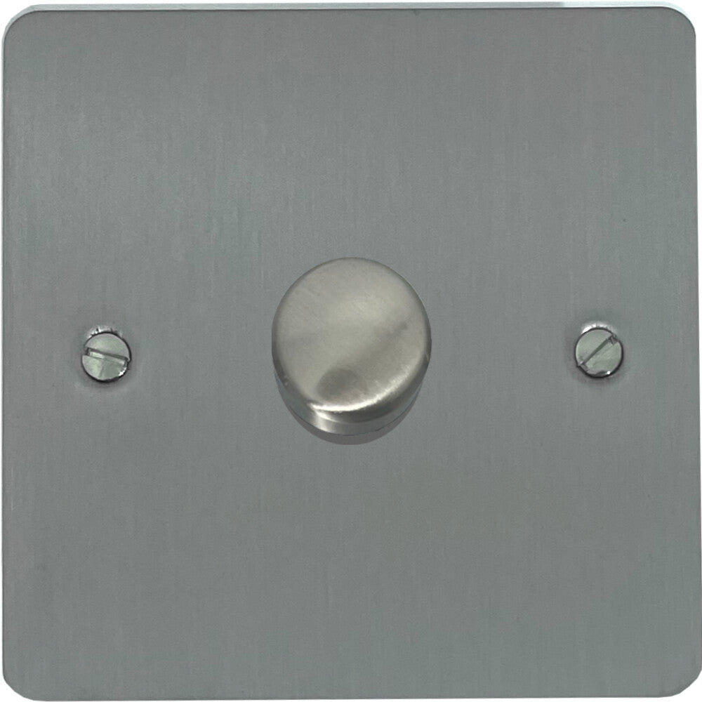 Flat Brushed Steel 1 Gang LED Dimmer