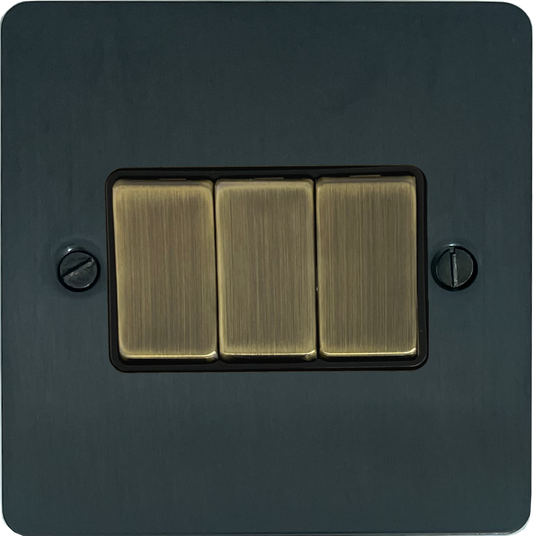 Flat Black Bronze 3 Gang 2 Way Switch