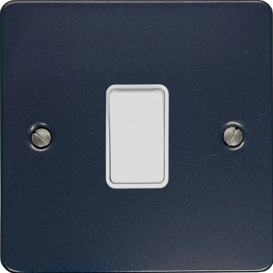 Flat Blue Intermediate Switch (White Switches) - Flat range electrical switch