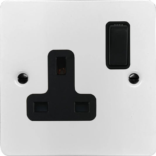 Flat White 1 Gang Socket - Flat range electrical socket