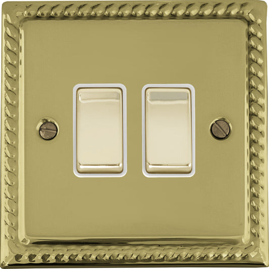 Georgian Polished Brass 2 Gang 2 Way Switch
