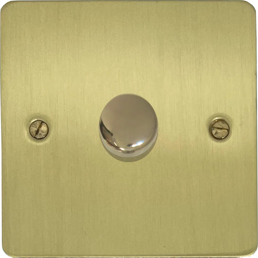 Flat Satin Brass 1 Gang LED Dimmer