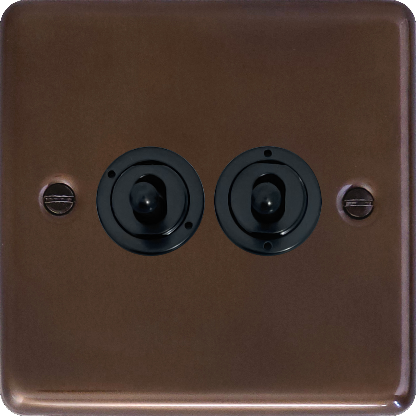 Contour Medium Bronze 2 Gang Toggle Switch (Black Toggle)
