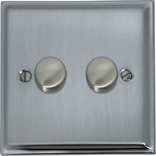 Deco Satin Chrome 2 Gang LED Dimmer