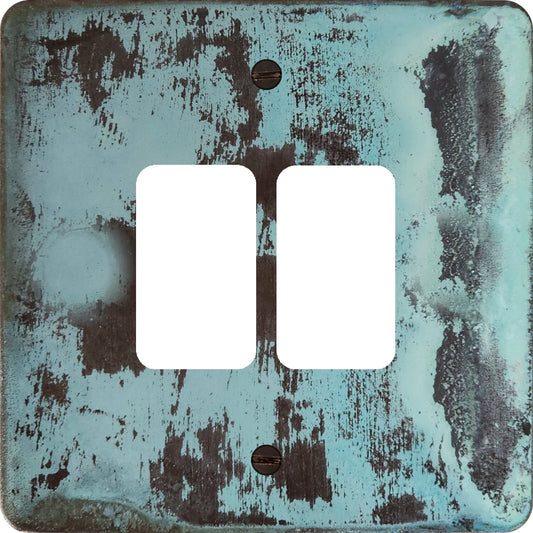 Flat Verdigris 2 Gang Grid Plate