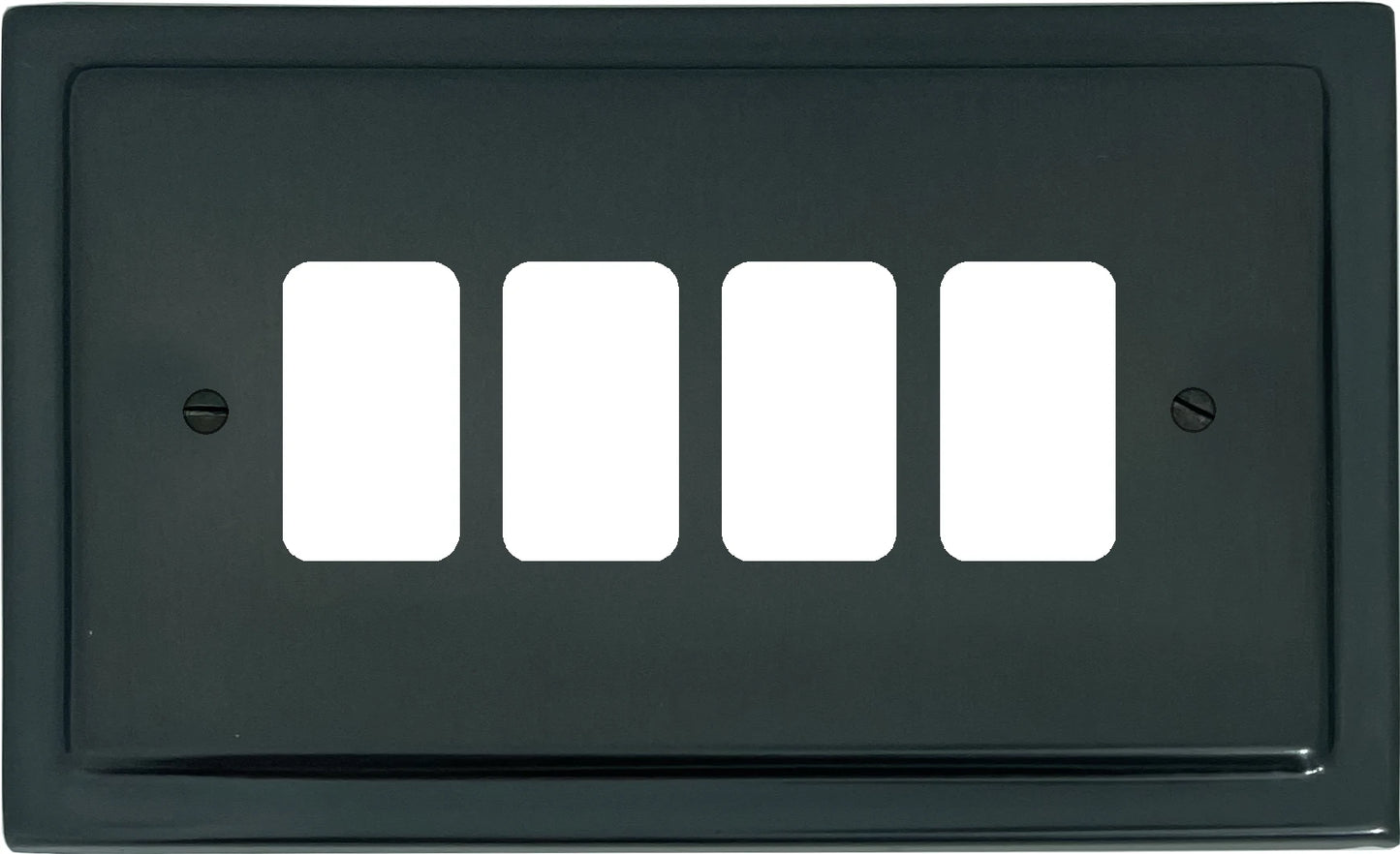 Victorian Black Bronze 4 Gang Grid Plate