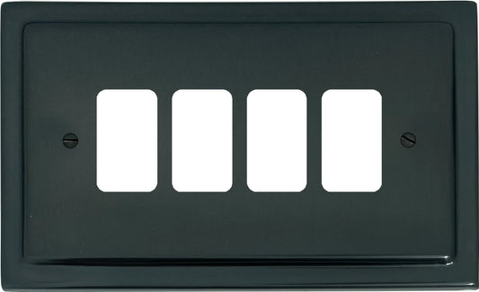Victorian Black Bronze 4 Gang Grid Plate