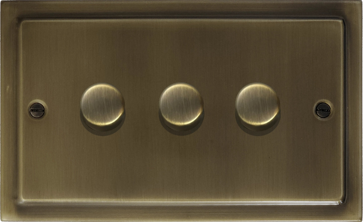 Victorian Antique Brass 3 Gang LED Dimmer