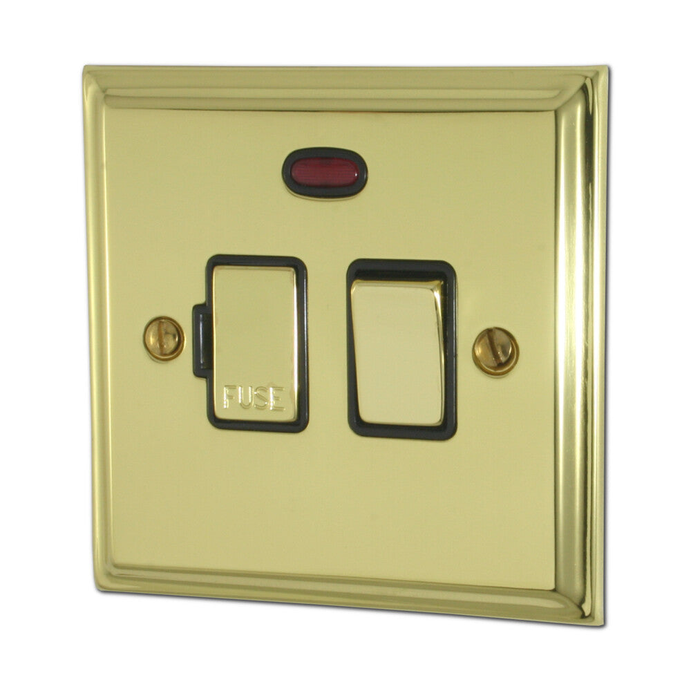 Deco Polished Brass Switch Fused Spur &Neon