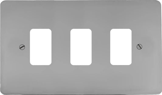 Flat Polished Chrome 3 Gang Grid Plate