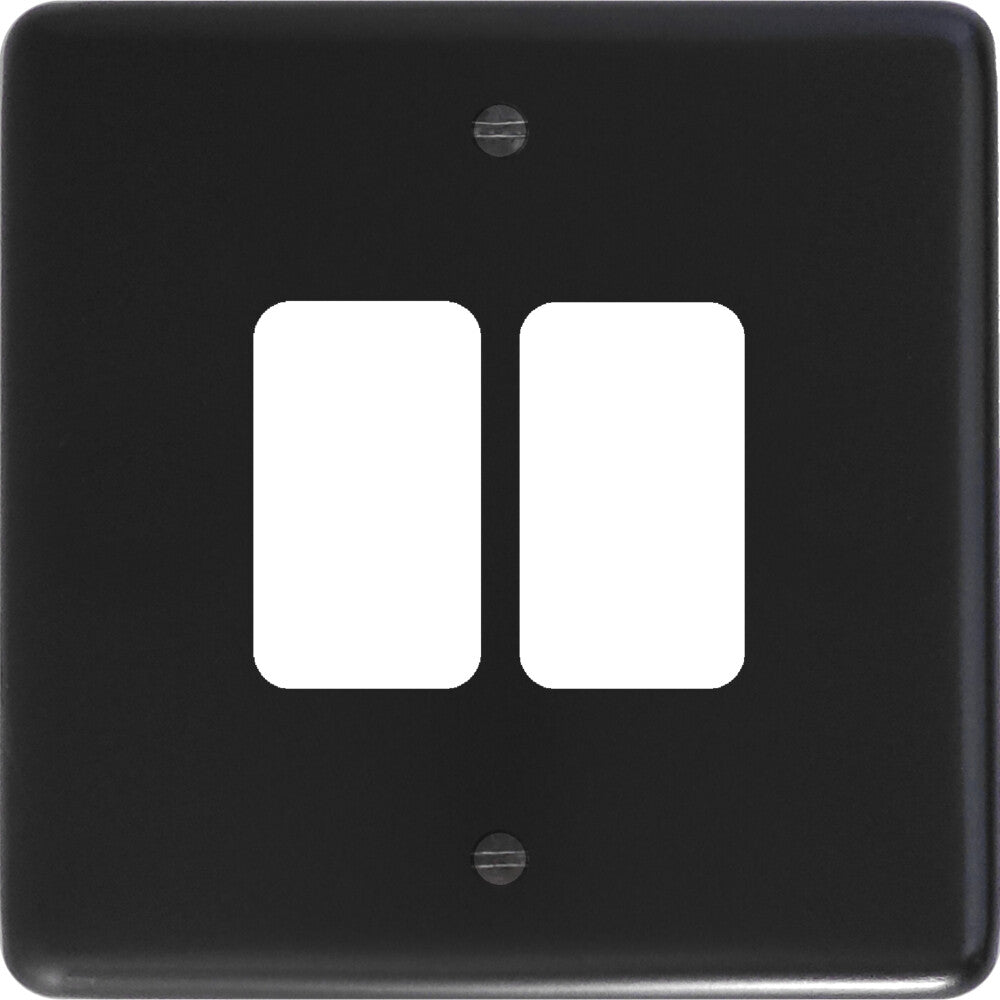 Contour Flat Black 2 Gang Grid Plate