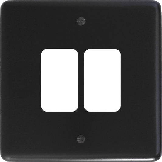 Contour Flat Black 2 Gang Grid Plate
