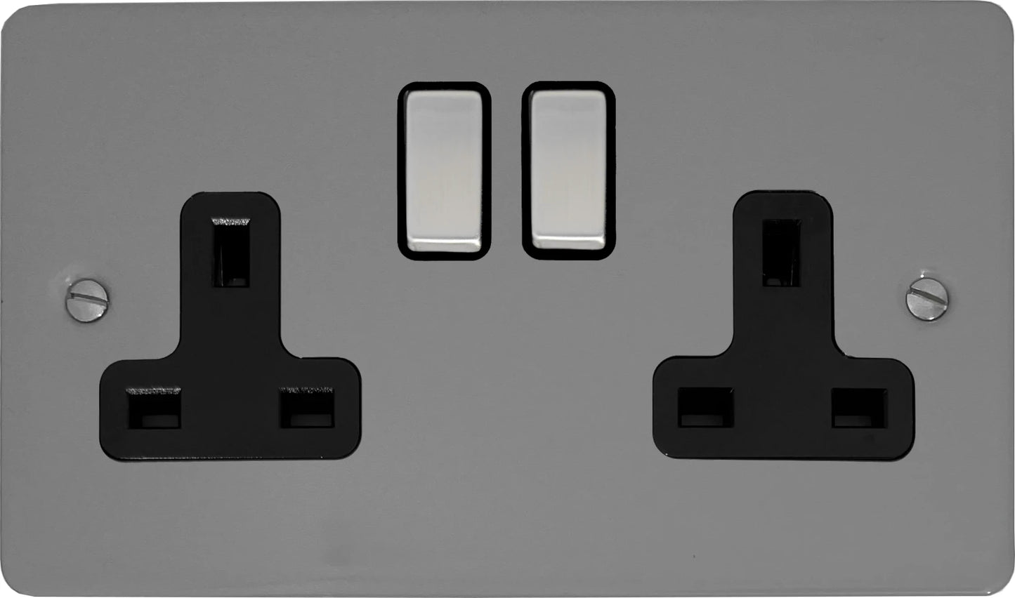 Flat  Light Grey  2 Gang Socket