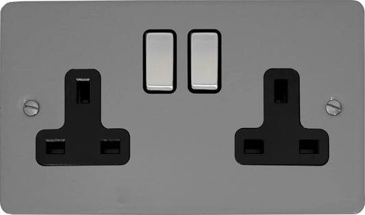 Flat  Light Grey  2 Gang Socket