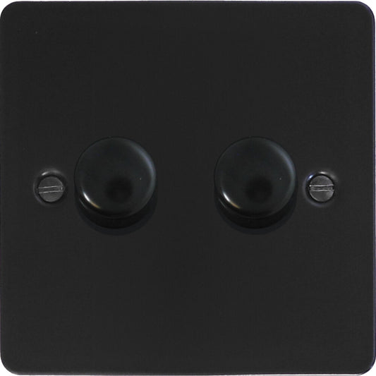 Flat Black 2 Gang LED Dimmer (Black Caps)