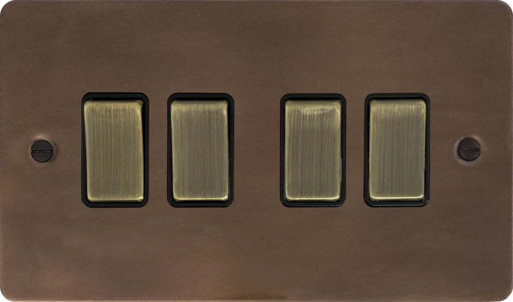 Flat Medium Bronze 4 Gang 2 Way Switch
