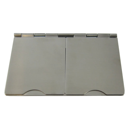 Two Gang 5 Amp Brushed Steel Floor Socket