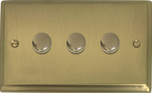 Deco Satin Brass 3 Gang LED Dimmer