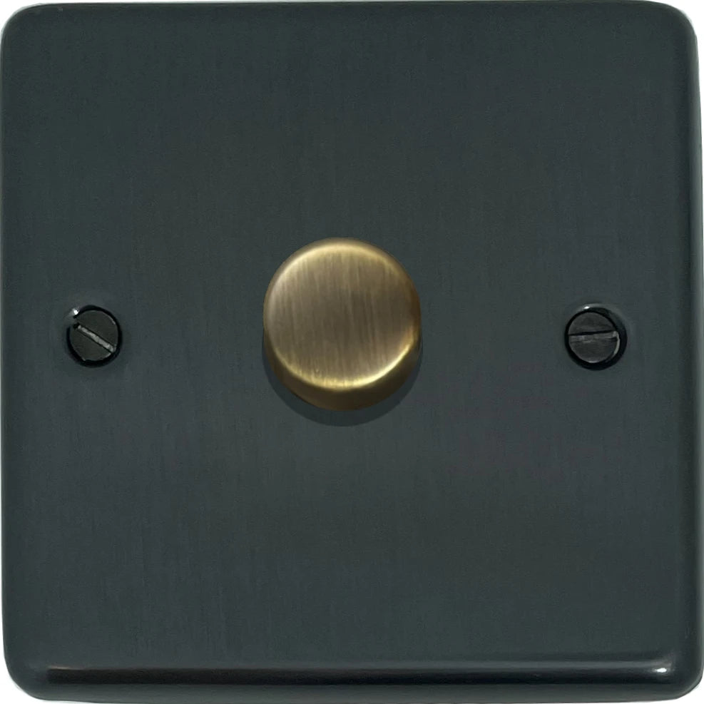 Contour Black Bronze 1 Gang LED Dimmer (Antique Brass Cap)