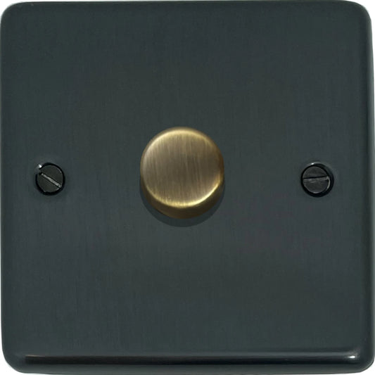 Contour Black Bronze 1 Gang LED Dimmer (Antique Brass Cap)