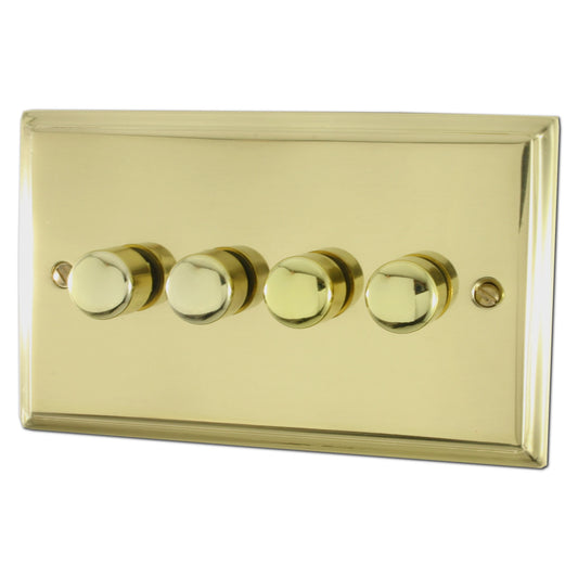 Deco Polished Brass 4 Gang 120W LED Dimmer