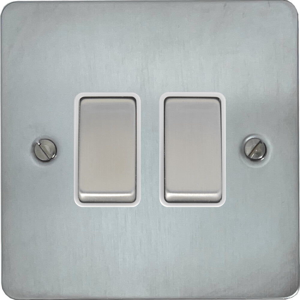 Flat Satin Chrome 2 Gang 2 Way Switch