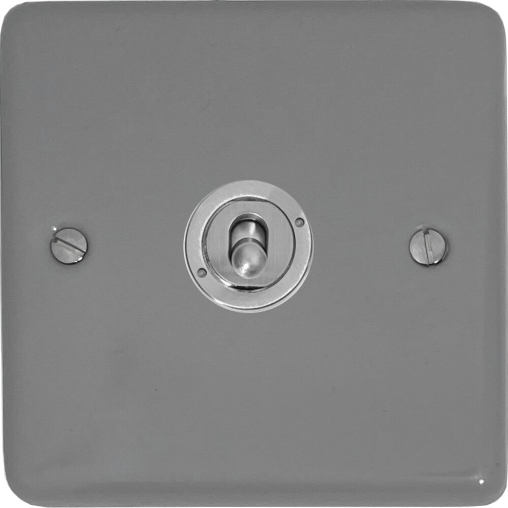 Contour Light Grey 1 Gang Toggle Switch (Brushed Steel Toggle)