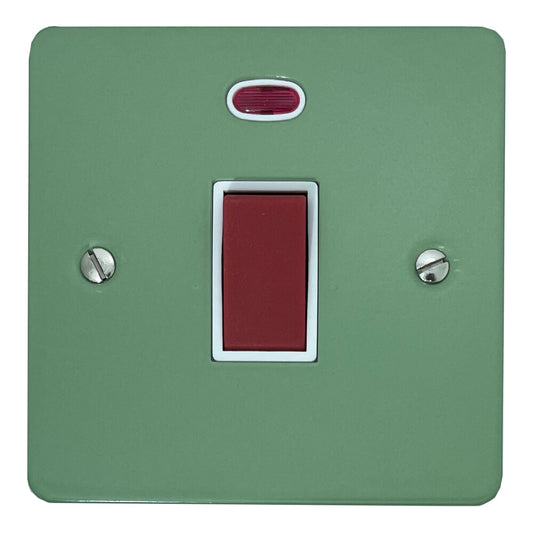 Flat Sage Green 45 Amp DP Switch with Neon (White Insert)